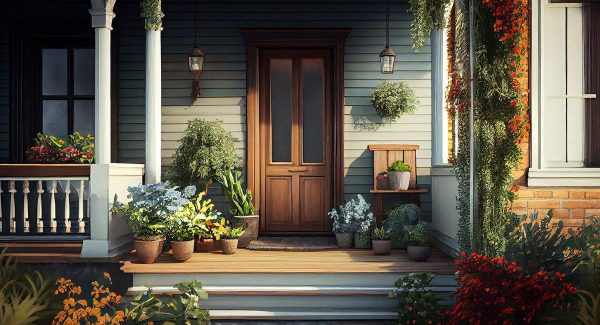 Flower pot outdoor window summer design generative ai web